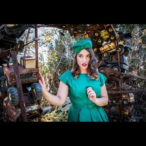 R&K Originals Green Vintage Dress & Hat